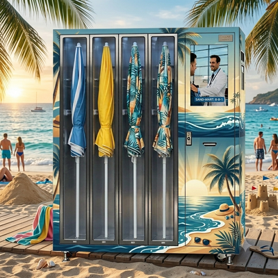 buy WEIMI Beach Umbrella Rental Locker for 24/7 Self-Service Beach Equipment Rental online manufacture